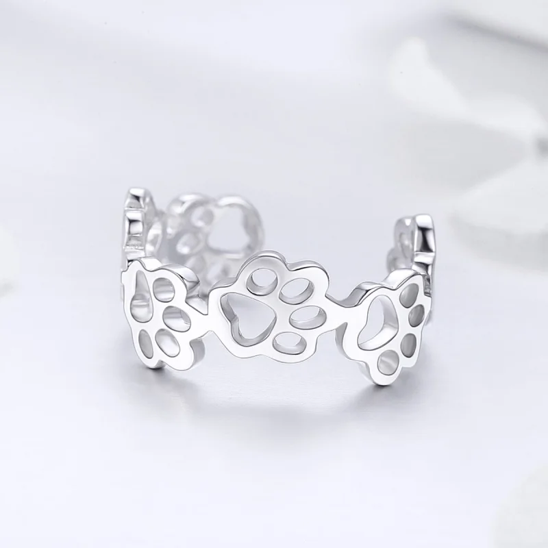 (image for) Pandora Style Silver Paw Trail Open Ring - SCR424 - View 5