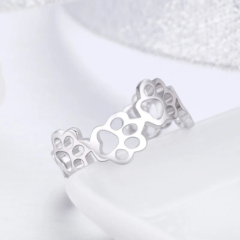 (image for) Pandora Style Silver Paw Trail Open Ring - SCR424 - View 6