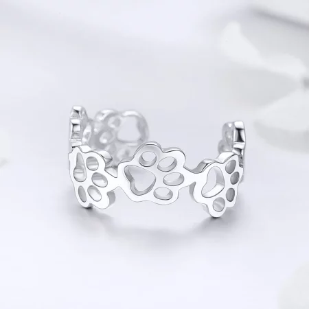 Pandora Style Silver Paw Trail Ring - SCR424