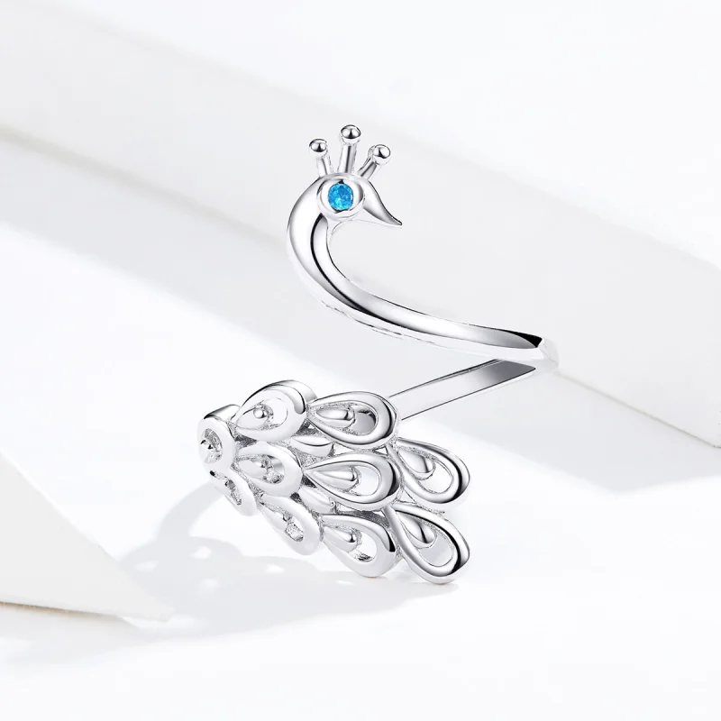 (image for) Pandora Style Silver Peacock Open Ring - SCR592 - View 3