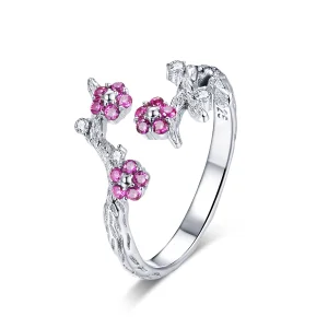 (image for) Pandora Style Silver Plum blossom Open Ring - BSR022