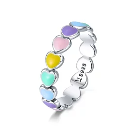 Pandora Style Silver Rainbow Heart Ring - SCR444 Pandora Style Silver Rainbow Heart Ring - SCR444