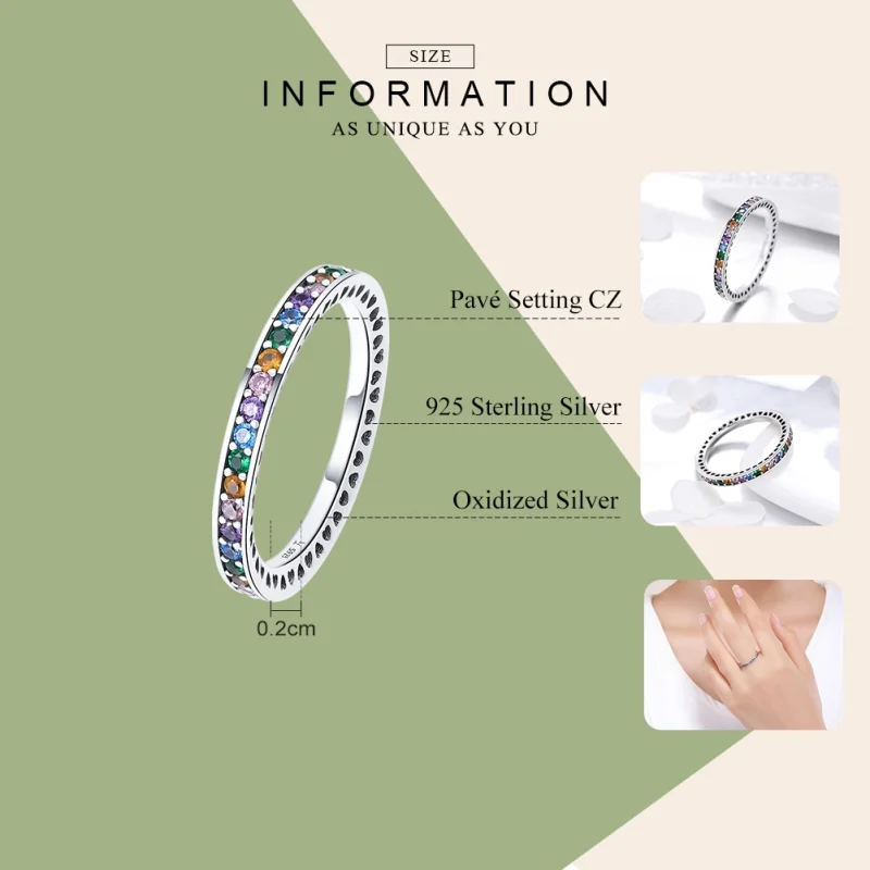 (image for) Pandora Style Silver Rainbow Ring - SCR392 - View 3