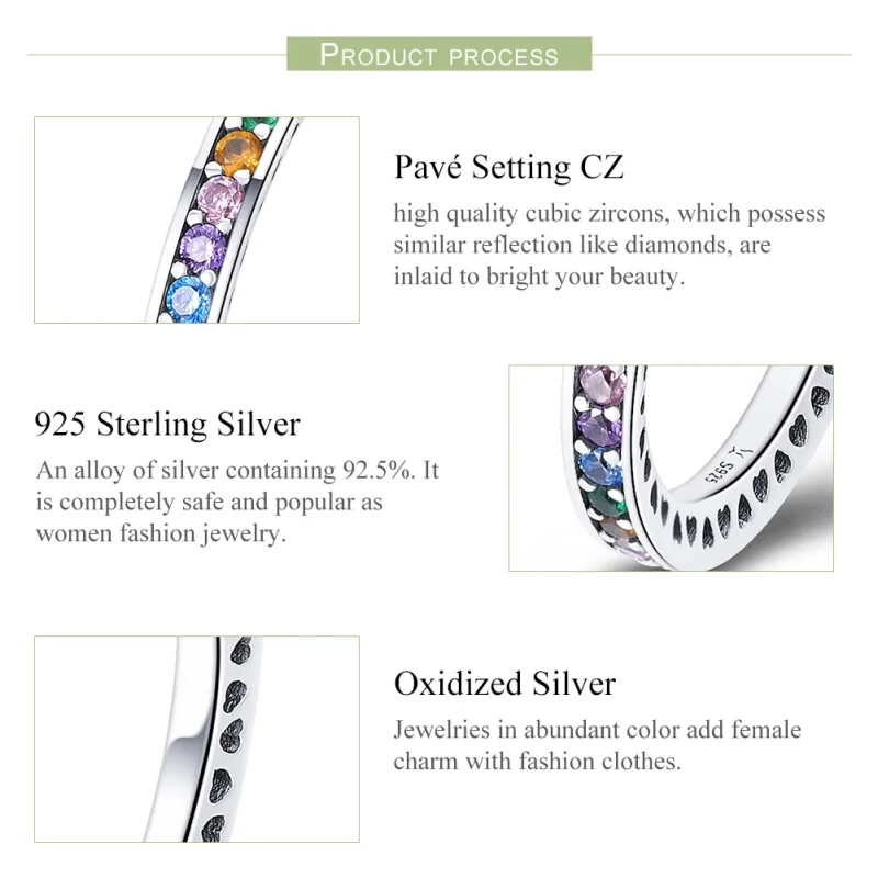 (image for) Pandora Style Silver Rainbow Ring - SCR392 - View 4