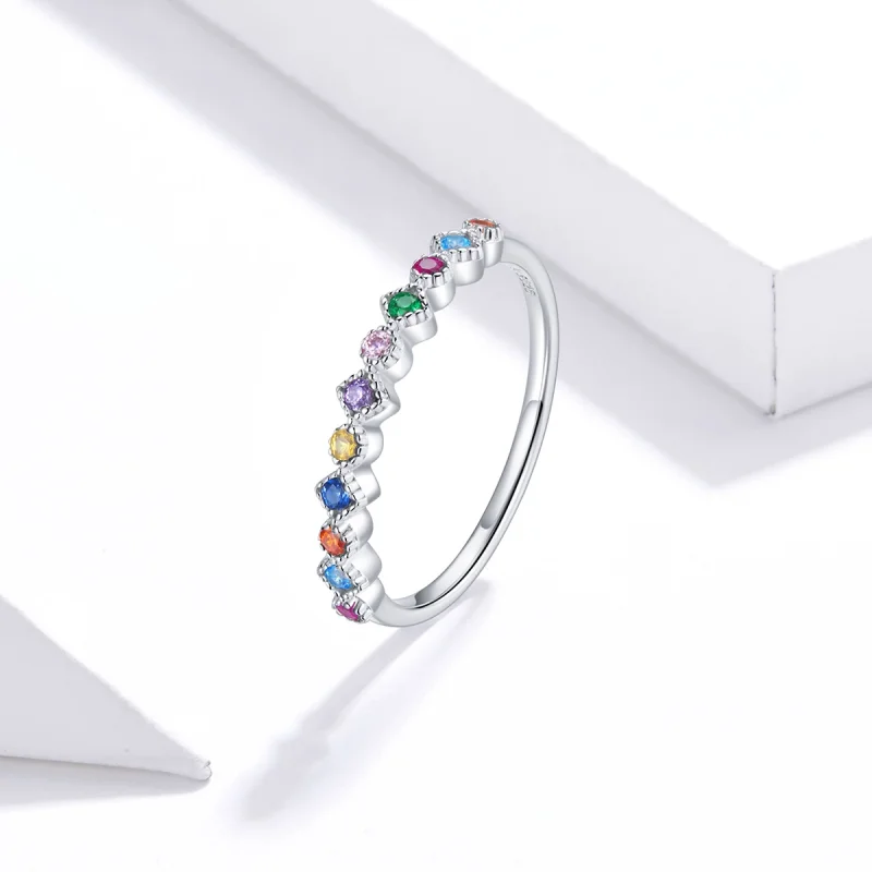 (image for) Pandora Style Silver Rainbow Ring - SCR697 - View 2