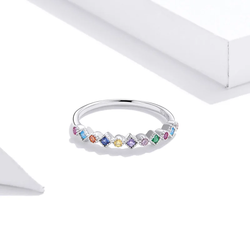 (image for) Pandora Style Silver Rainbow Ring - SCR697 - View 3