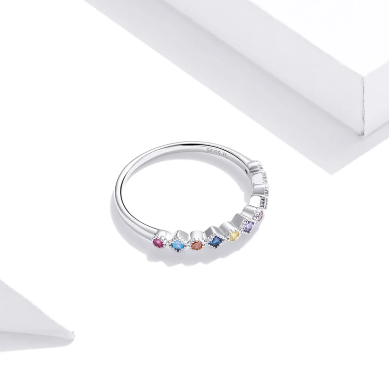 (image for) Pandora Style Silver Rainbow Ring - SCR697 - View 4
