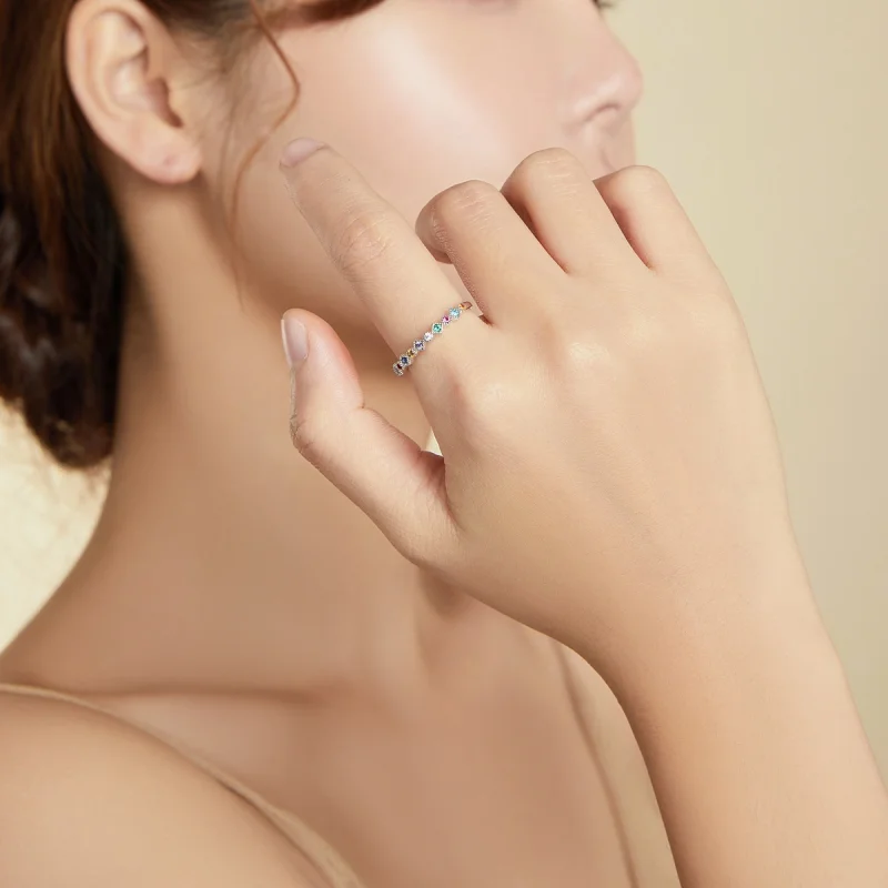 (image for) Pandora Style Silver Rainbow Ring - SCR697 - View 6