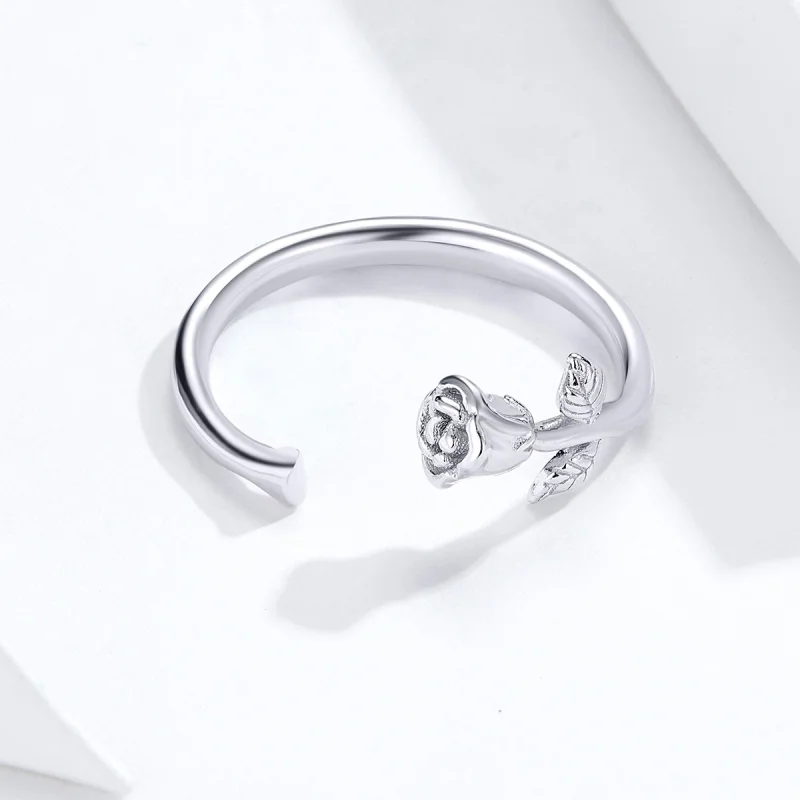 (image for) Pandora Style Silver Rose Flower Open Ring - BSR065 - View 3