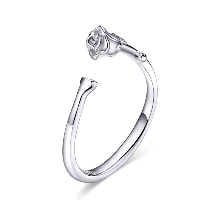 (image for) Pandora Style Silver Rose Flower Open Ring - BSR065 - Product Image