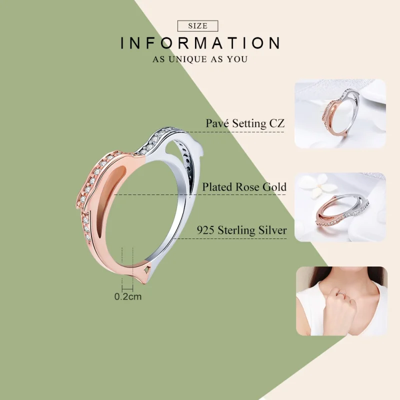 (image for) Pandora Style Silver & Rose Gold Ocean Spirit Ring - SCR418 - View 4