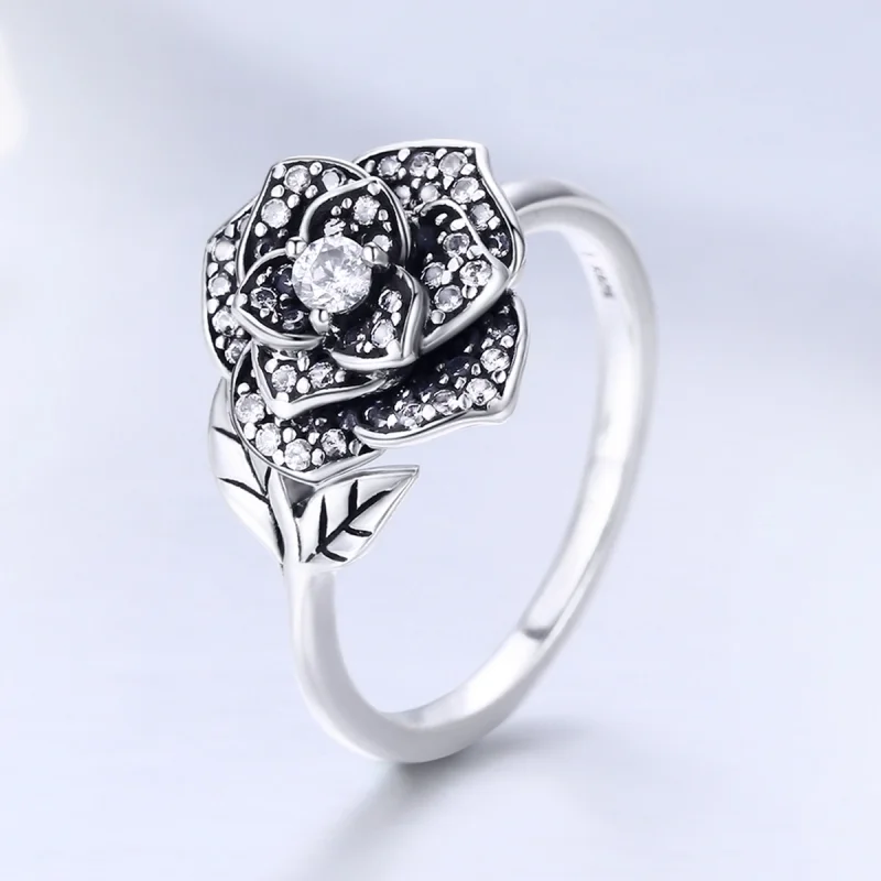 (image for) Pandora Style Silver Rose Love Ring - SCR382 - View 3