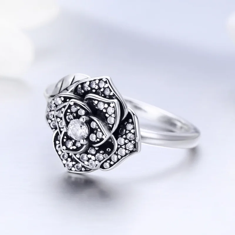 (image for) Pandora Style Silver Rose Love Ring - SCR382 - View 4
