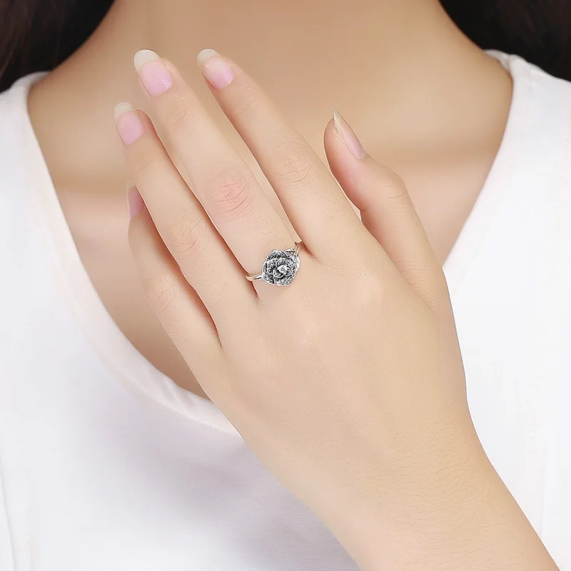 (image for) Pandora Style Silver Rose Love Ring - SCR382 - View 6
