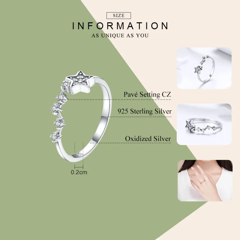 (image for) Pandora Style Silver Secret of Stars Ring - SCR440 - View 3