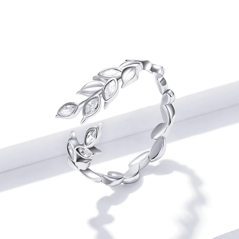 (image for) Pandora Style Silver Shining Wheat Spike Open Ring - BSR135 - View 2