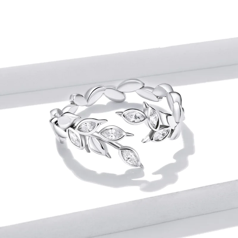 (image for) Pandora Style Silver Shining Wheat Spike Open Ring - BSR135 - View 3