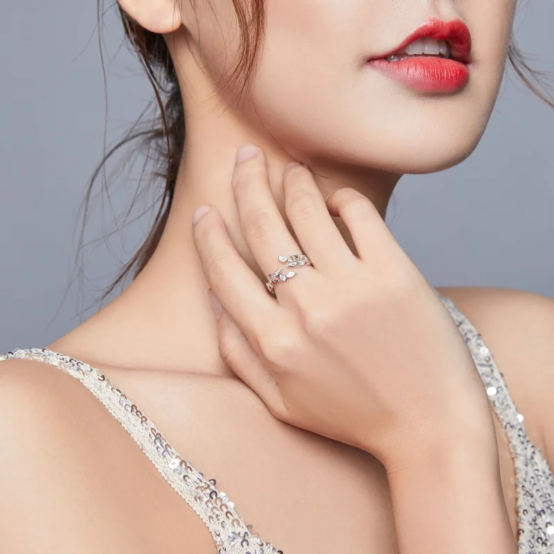 (image for) Pandora Style Silver Shining Wheat Spike Open Ring - BSR135 - View 6