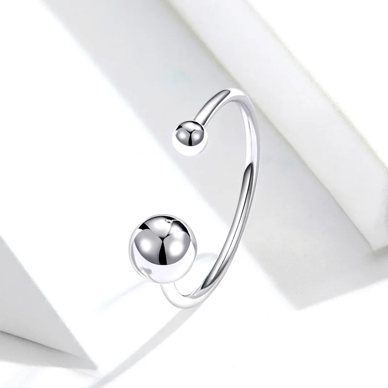 (image for) Pandora Style Silver Silver Ball Open Ring - SCR575 - View 2