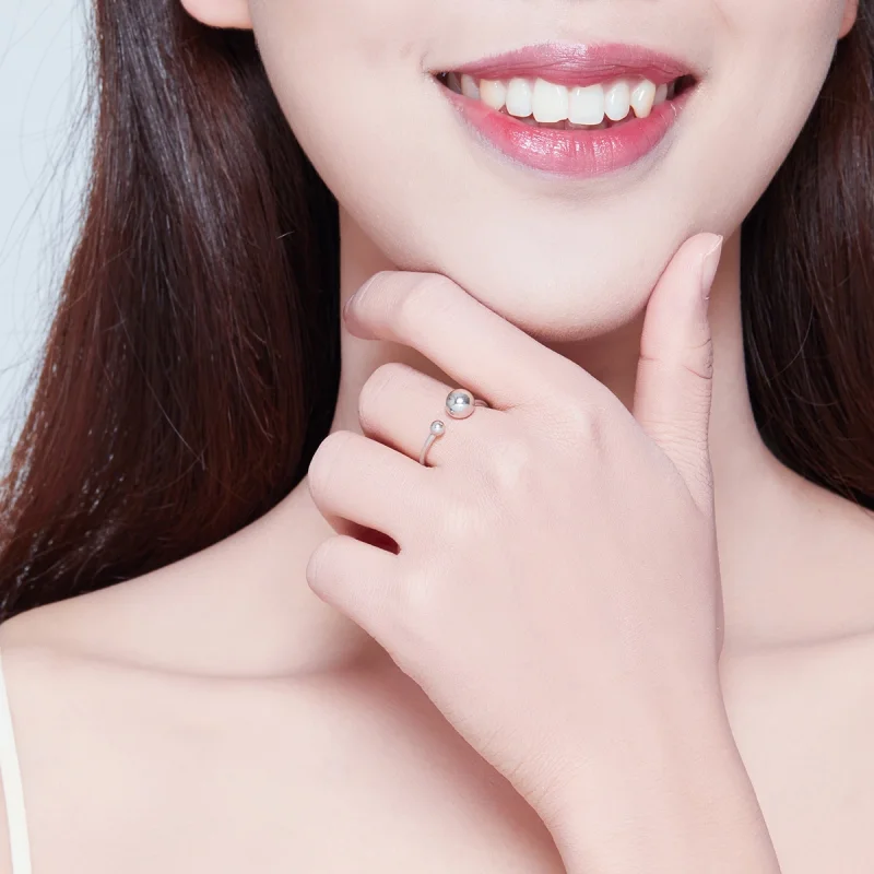 (image for) Pandora Style Silver Silver Ball Open Ring - SCR575 - View 6