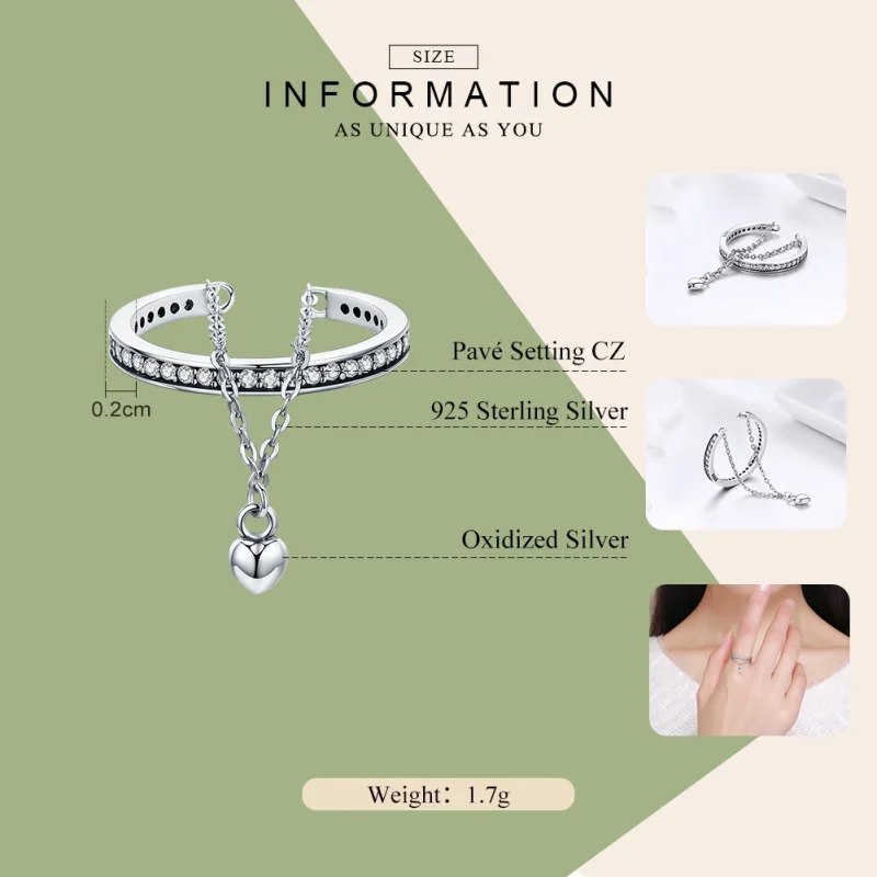 (image for) Pandora Style Silver Special One Open Ring - SCR291 - View 2