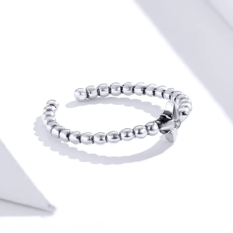 (image for) Pandora Style Silver Star Open Ring - SCR647 - View 3