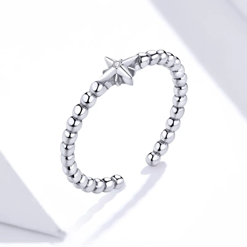 (image for) Pandora Style Silver Star Open Ring - SCR647 - View 4