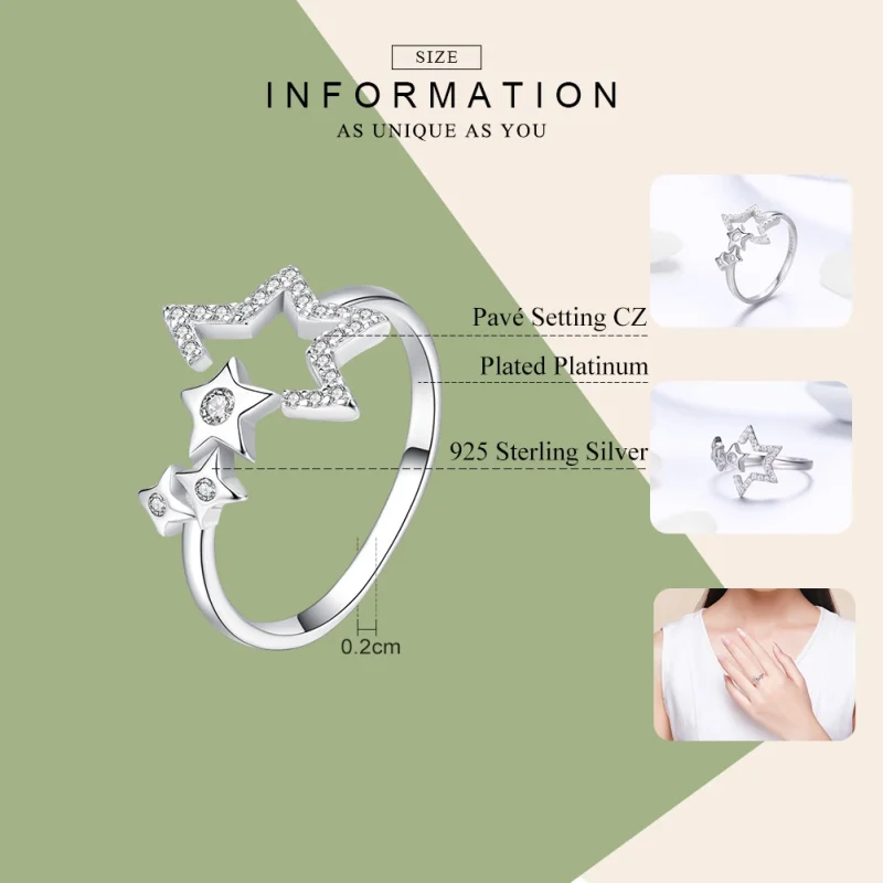 (image for) Pandora Style Silver Star's Waitting Ring - SCR452 - View 3