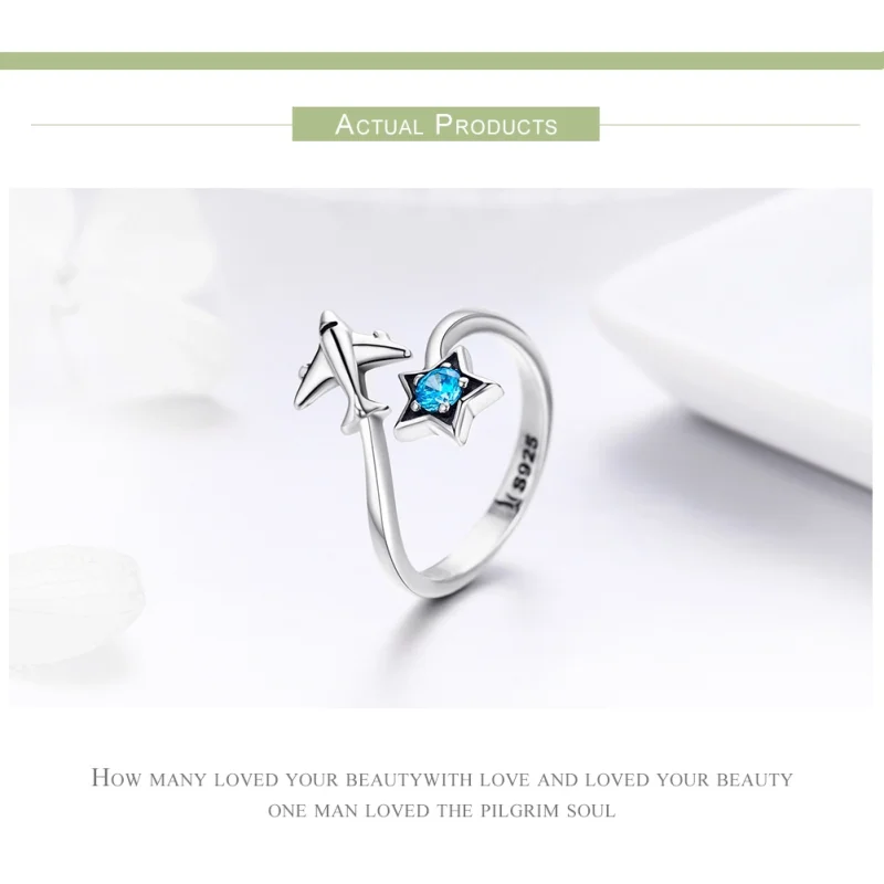 (image for) Pandora Style Silver Star Tours Open Ring - SCR322 - View 3