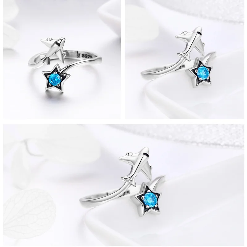 (image for) Pandora Style Silver Star Tours Open Ring - SCR322 - View 4