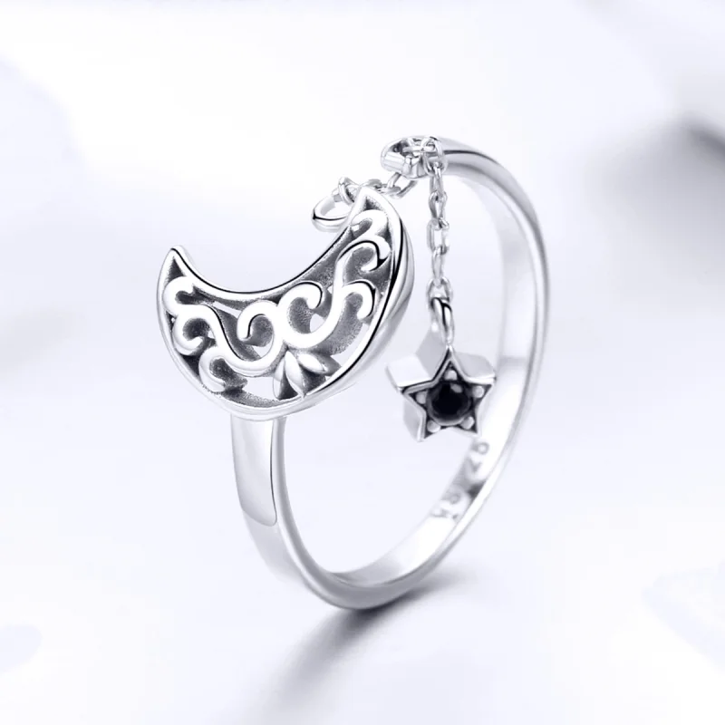 (image for) Pandora Style Silver Starlight Moon Open Ring - SCR479 - View 4