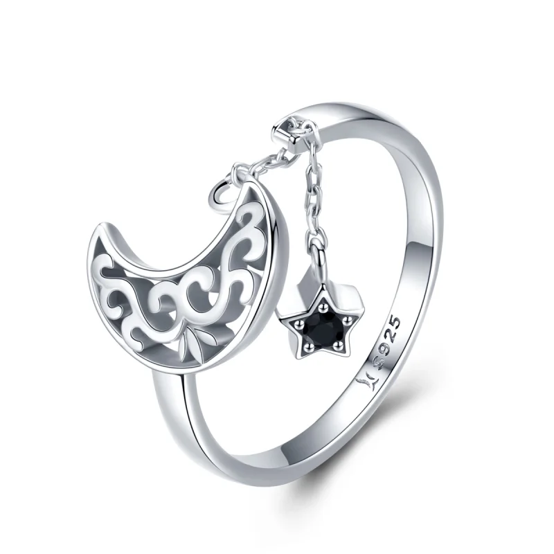 (image for) Pandora Style Silver Starlight Moon Open Ring - SCR479 - Product Image