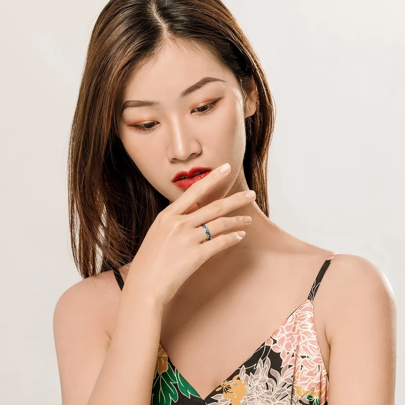 (image for) Pandora Style Silver Starry Sky From Van Gogh Open Ring - SCR608 - View 7