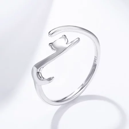 Pandora Style Silver Sticky Cat Ring - SCR220