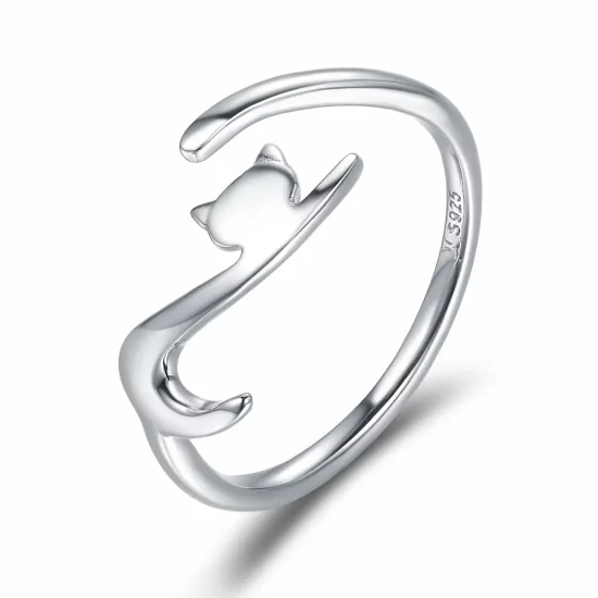 Pandora Style Silver Sticky Cat Ring - SCR220