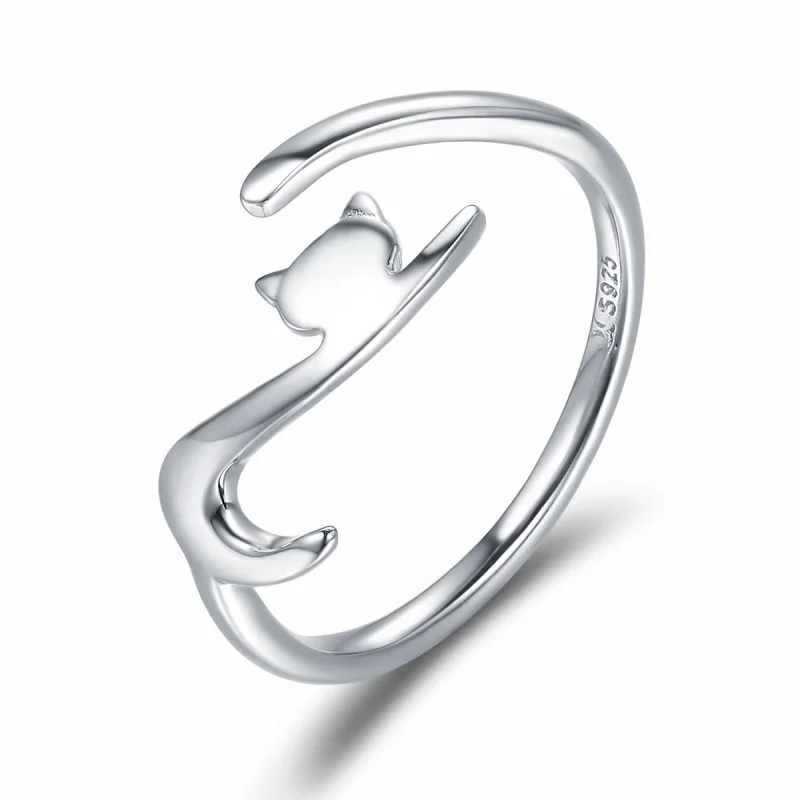 (image for) Pandora Style Silver Sticky Cat Ring - SCR220 - Product Image