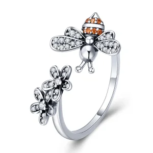 Pandora Style Silver Story of The Bee Ring - SCR422 (image for) Pandora Style Silver Story of The Bee Ring - SCR422