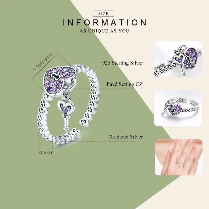 (image for) Pandora Style Silver Sweet Promise Open Ring - SCR486 - View 3