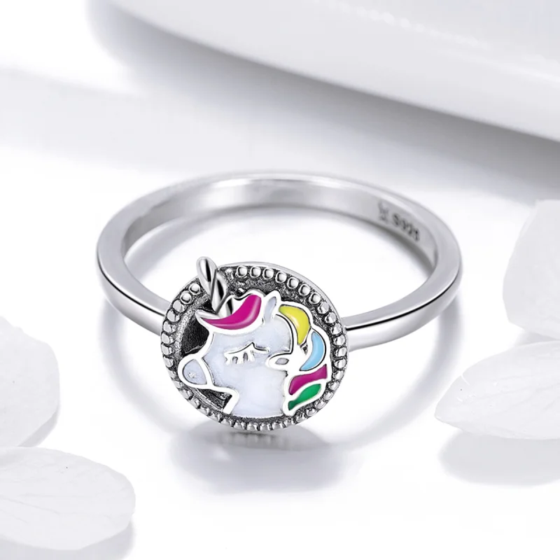 (image for) Pandora Style Silver Unicorn Memory Ring - SCR388 - View 3
