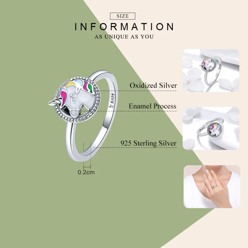 (image for) Pandora Style Silver Unicorn Memory Ring - SCR388 - View 4