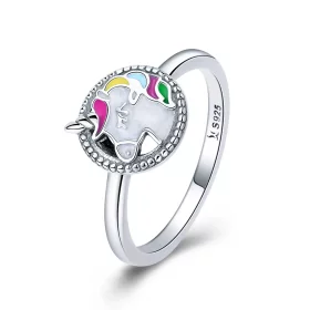 Pandora Style Silver Unicorn Memory Ring - SCR388 Pandora Style Silver Unicorn Memory Ring - SCR388