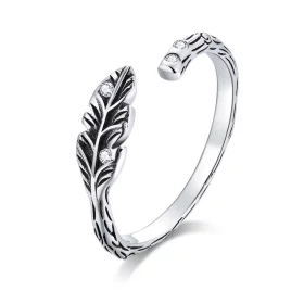 Pandora Style Silver Vintage Leaves Open Ring - SCR639 Pandora Style Silver Vintage Leaves Open Ring - SCR639
