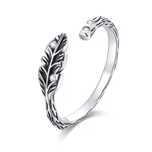 (image for) Pandora Style Silver Vintage Leaves Open Ring - SCR639