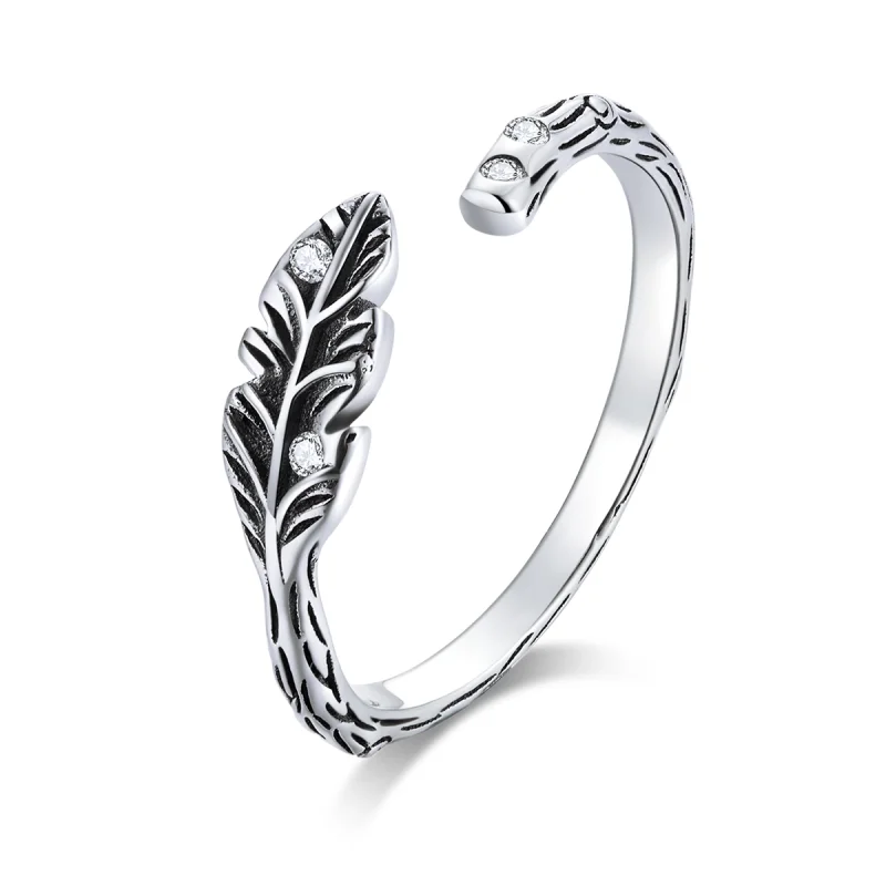 (image for) Pandora Style Silver Vintage Leaves Open Ring - SCR639 - Product Image