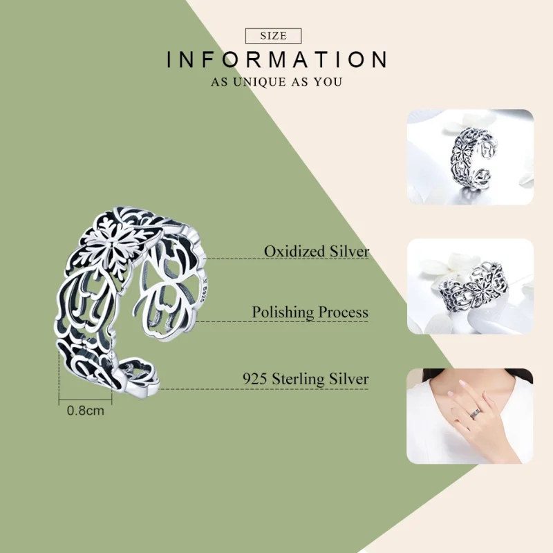 (image for) Pandora Style Silver Vintage Open Ring - SCR500 - View 3