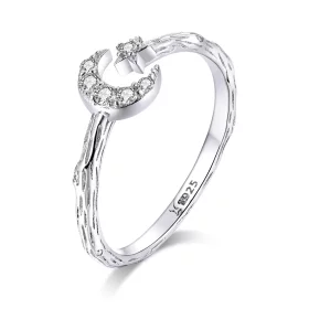 Pandora Style Silver Vintage Star Moon Open Ring - SCR638 Pandora Style Silver Vintage Star Moon Open Ring - SCR638