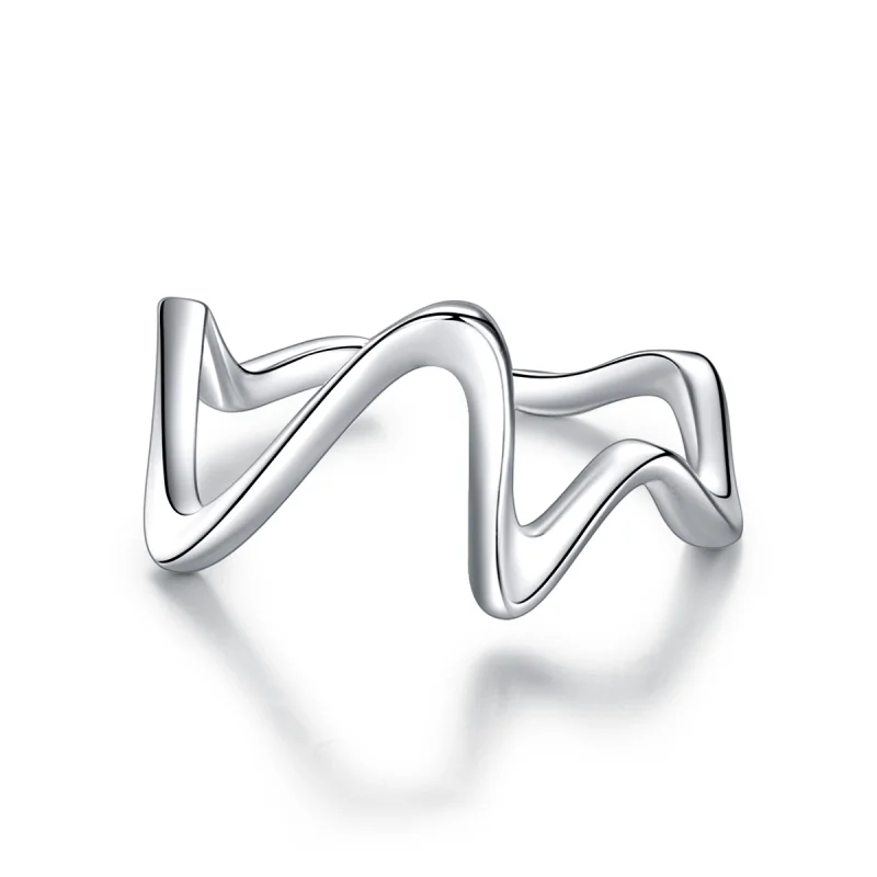 (image for) Pandora Style Silver Wave Open Ring - SCR673 - Product Image