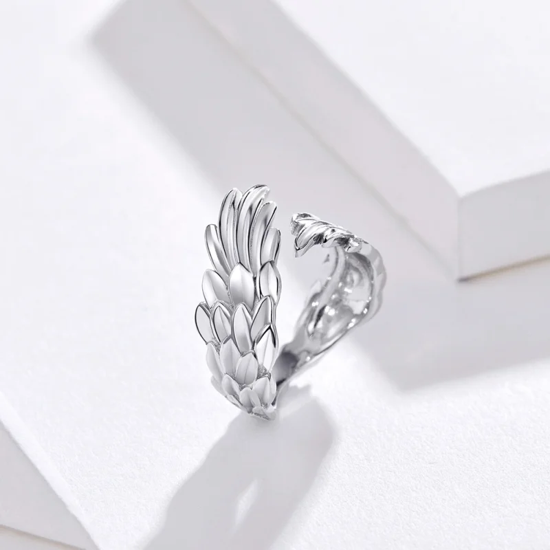 (image for) Pandora Style Silver Wings of Hope Open Ring - SCR512 - View 2