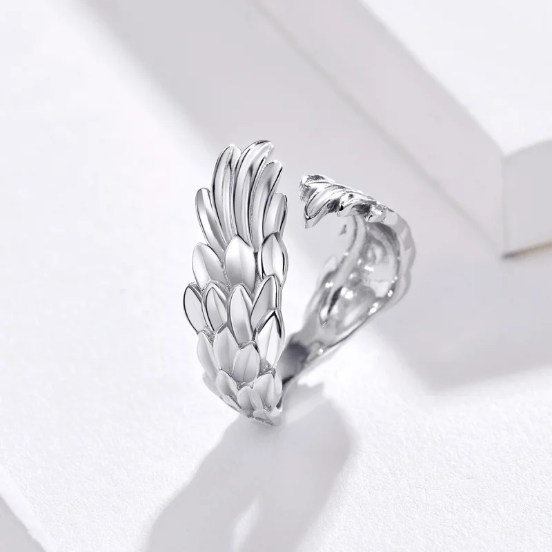 (image for) Pandora Style Silver Wings of Hope Open Ring - SCR512 - View 3
