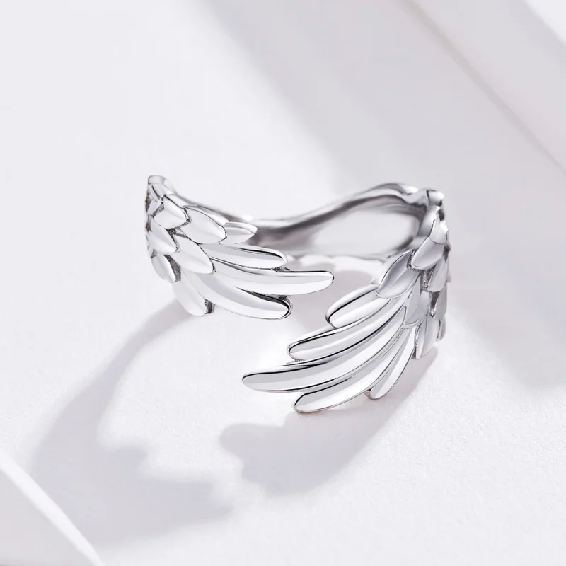 (image for) Pandora Style Silver Wings of Hope Open Ring - SCR512 - View 5